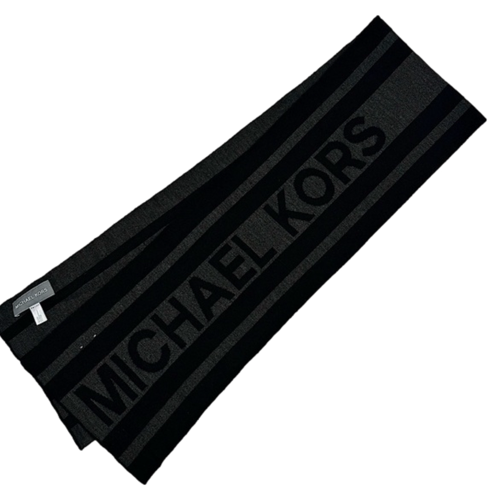 Michael Kors Black and Gray Signature Logo Men’s Scarf